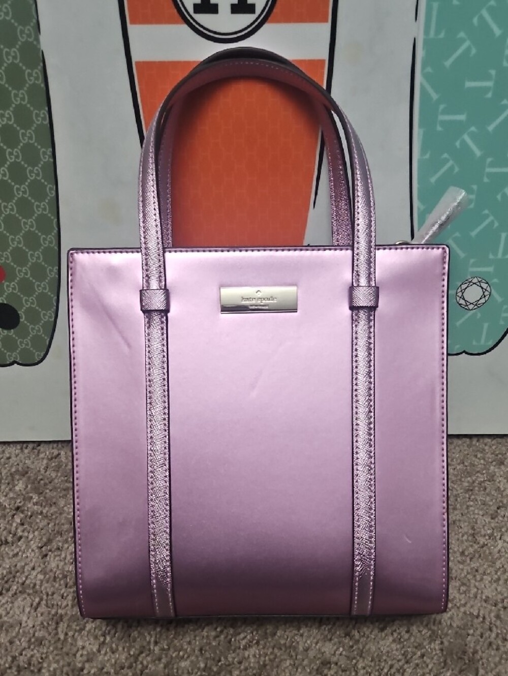 Kate Spade Kenzi Quartz Patent Mini Tote Bag With Crossbody Strap Nwt